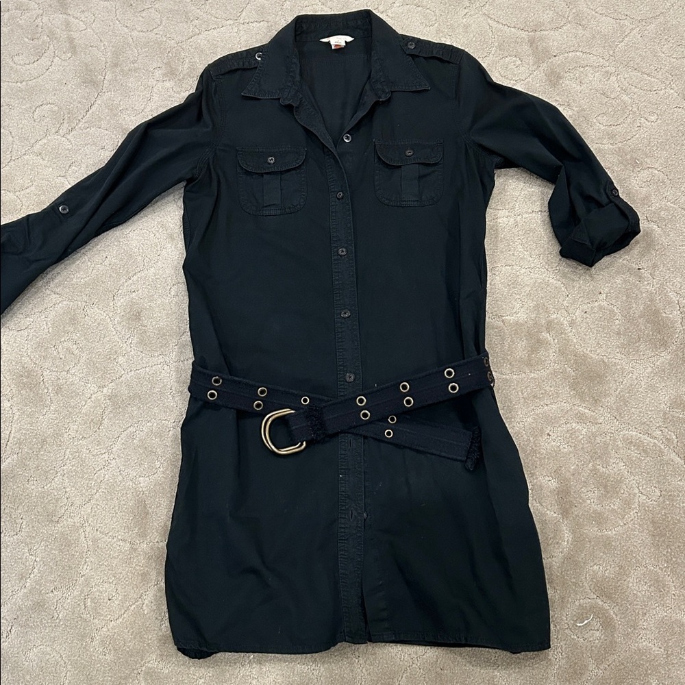 Polo Jeans Co, by Ralph Lauren. Black, Belted Shirt Dress. Size Medium